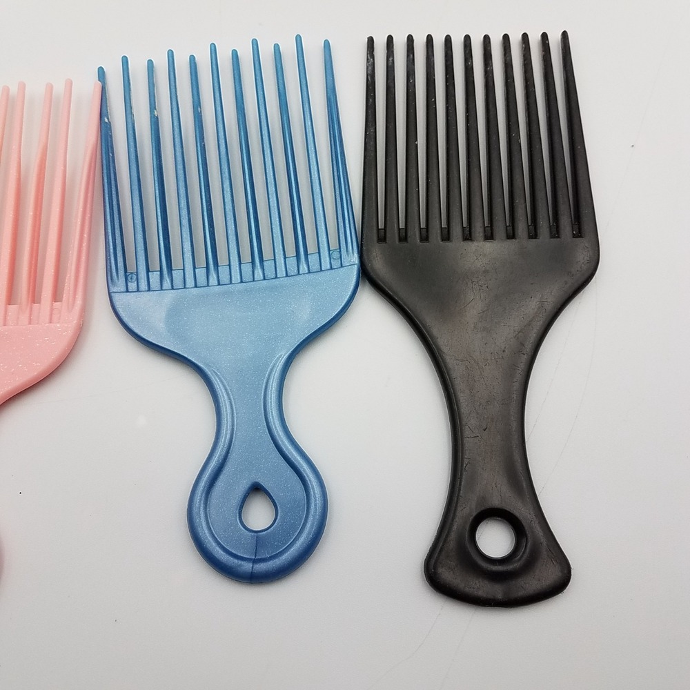 Hair Lift Pick Combs Plastic Combo Style Tease Blue Pink Black Lot 4 Volume Fork - Picture 3 of 4